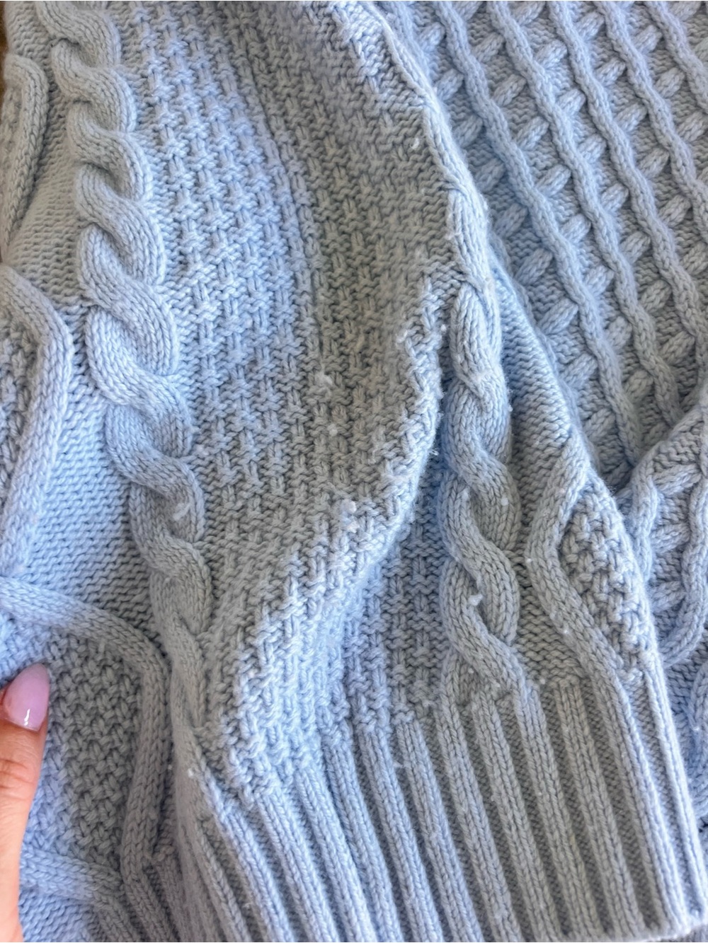 Aritzia Sunday Best Heritage Knit Merino Wool Crew Sweater Light Blue Size XS - Picture 10 of 10